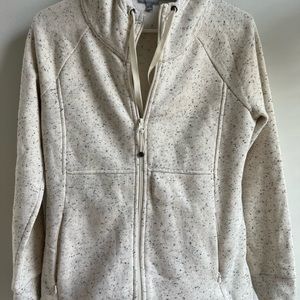 T by Talbots Speckled Zip Up Hooded Fleece Jacket Size Small